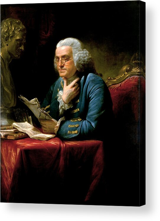 Benjamin Franklin Acrylic Print featuring the painting Ben Franklin by War Is Hell Store