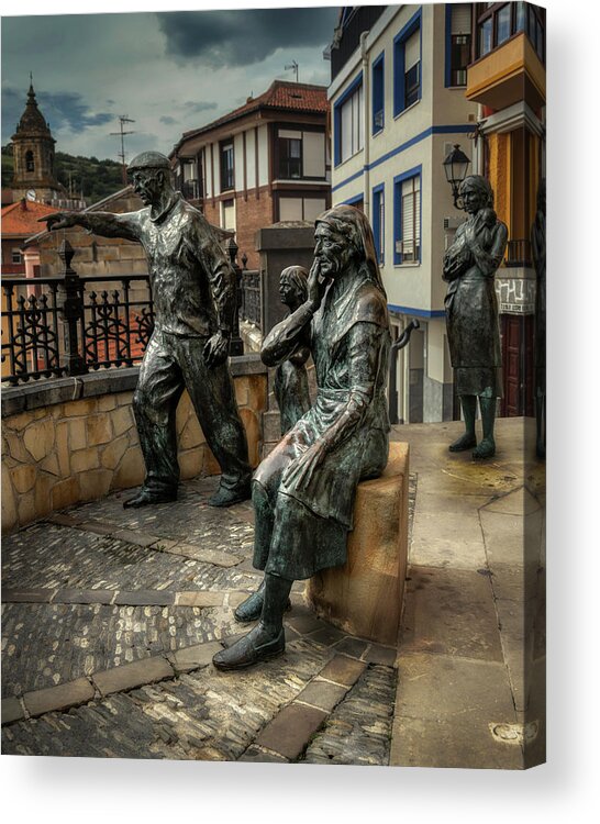 Statues Acrylic Print featuring the photograph Bermeo statues by Micah Offman