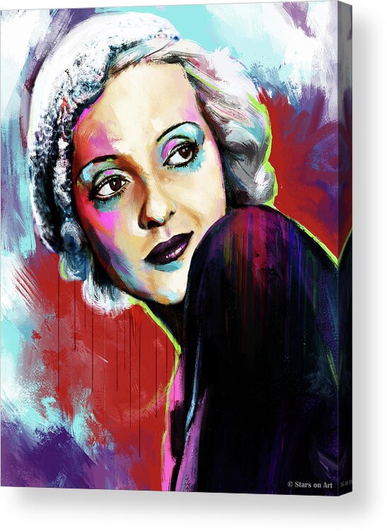 Betty Acrylic Print featuring the painting Bette Davis painting by Movie World Posters