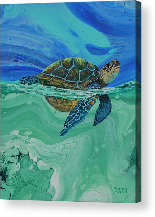 Honu Acrylic Print featuring the painting Between Heaven and the Sea by Darice Machel McGuire