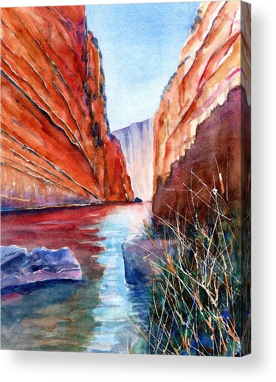 Texas Acrylic Print featuring the painting Big Bend Texas Santa Elena Canyon by Carlin Blahnik CarlinArtWatercolor