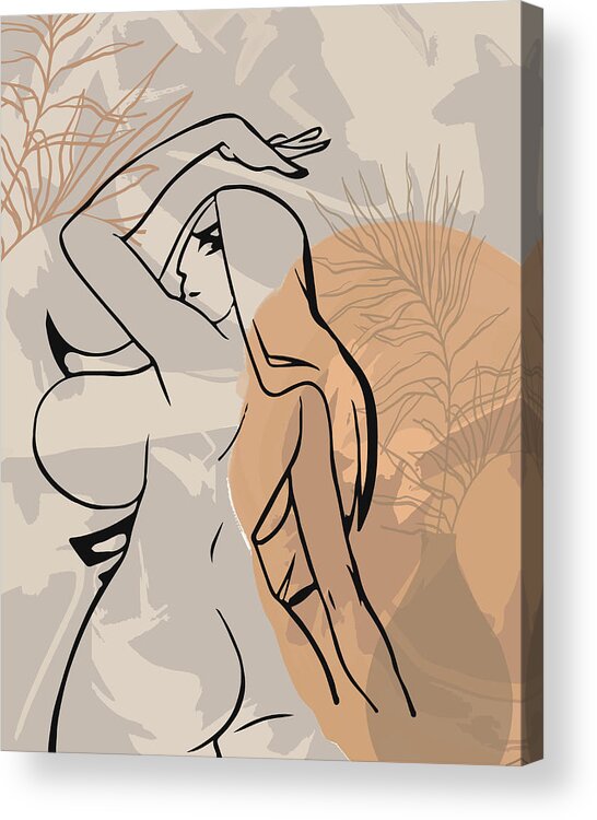 Big boobs an booty cartoon character line art sexy girl print naked woman  drawing ass story Acrylic Print by Mounir Khalfouf - Fine Art America