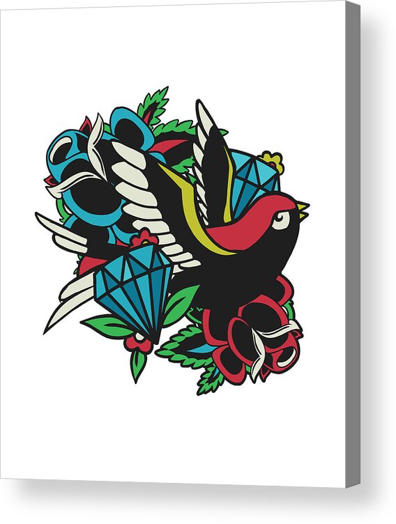 Bird Traditional Tattoo Acrylic Print by Me - Pixels
