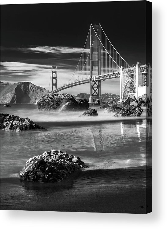 Golden Gate Acrylic Print featuring the photograph Black and White Gate by Bryan Xavier