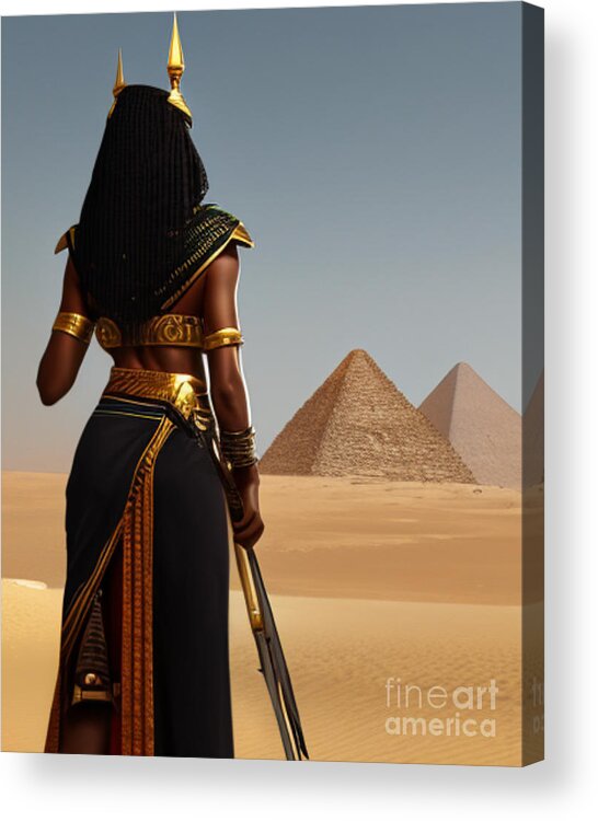 Black Acrylic Print featuring the glass art Black Egyptians by Hank Gray