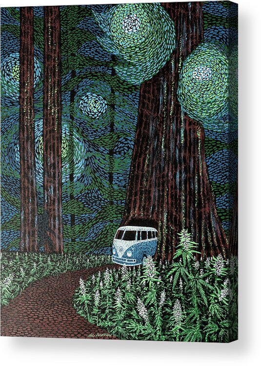 Humboldt County Acrylic Print featuring the painting Blazin Through Humboldt at Night by Cory Calantropio