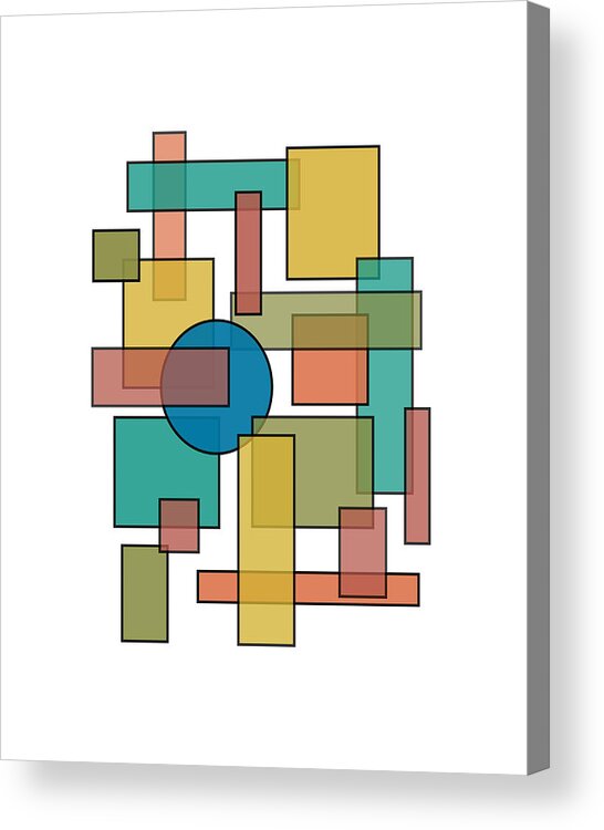 Mid Century Acrylic Print featuring the digital art Mid Century Modern Blocks, Rectangles and Circles by DB Artist