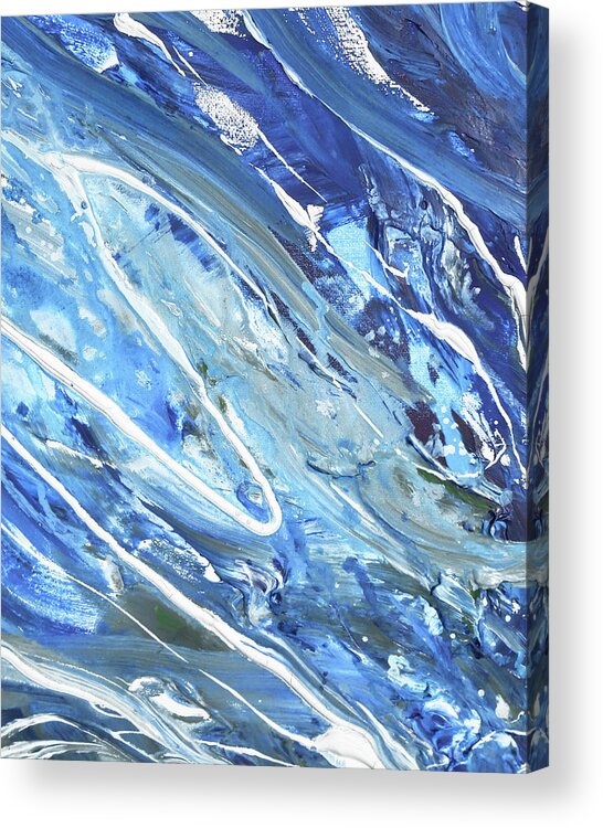 Blue Abstract Acrylic Print featuring the painting Blue And Gorgeous Wave Of The Sea Beach House Ocean Art XV by Irina Sztukowski