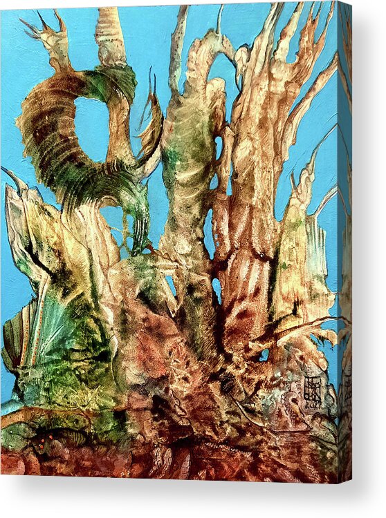 Decalcomania Acrylic Print featuring the painting Bogomil Alien Landscape 2 by Otto Rapp