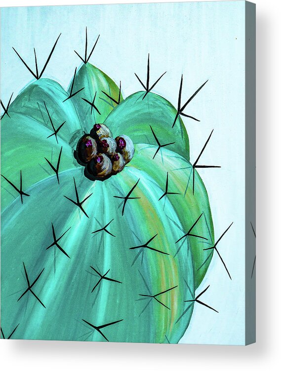 Cactus Acrylic Print featuring the painting Bold Barrel Cactus by Ted Clifton