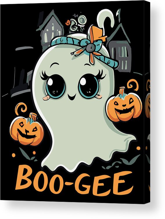 Halloween Acrylic Print featuring the digital art Boo Gee Cute Halloween Ghost by Flippin Sweet Gear