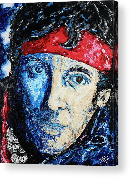Springsteen Acrylic Print featuring the painting Born in the USA by Steve Follman