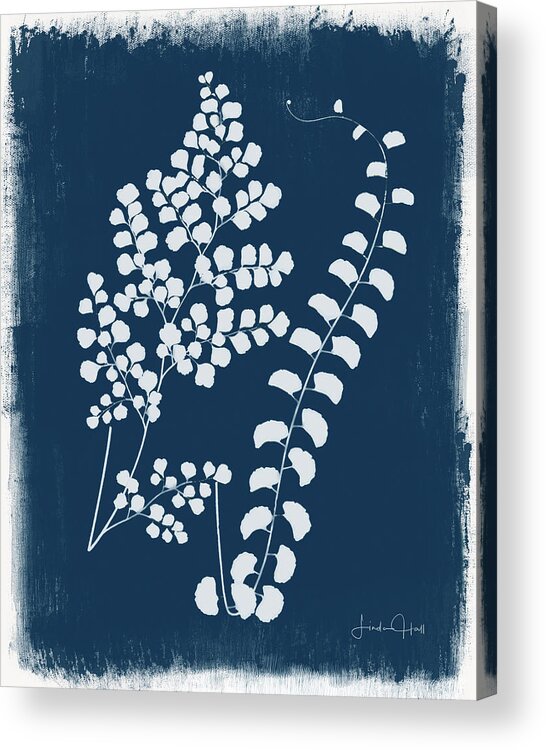 Digital Acrylic Print featuring the digital art Botanical Cyanotype Series No. Two by Linda Lee Hall