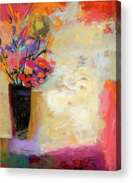 Abstract Art Acrylic Print featuring the painting Bouquet on Table by Jane Davies
