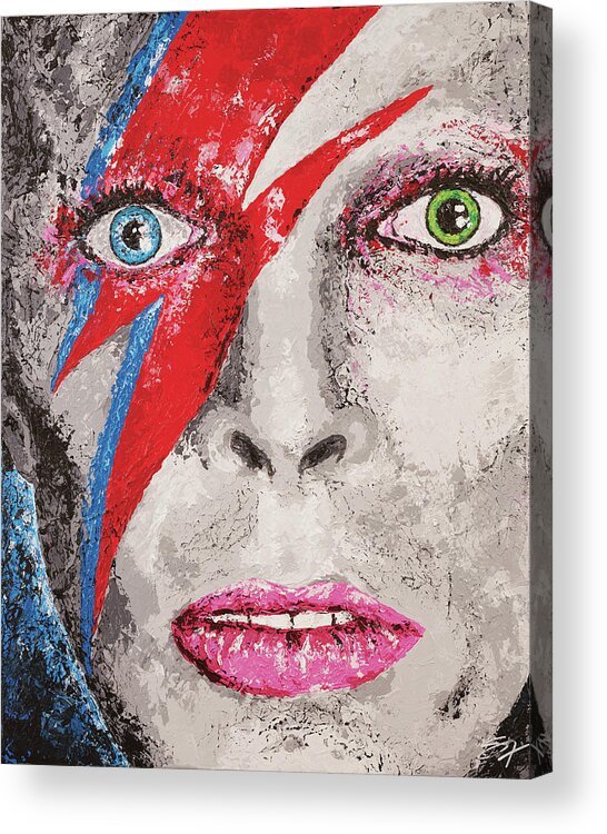 David Bowie Acrylic Print featuring the painting Bowie Spiders from Mars by Steve Follman