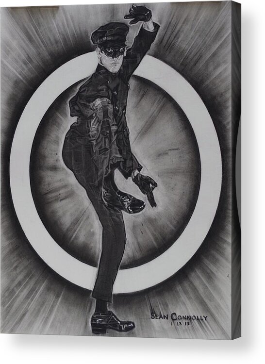 Charcoal Pencil Acrylic Print featuring the drawing Bruce Lee - Kato - 2 by Sean Connolly