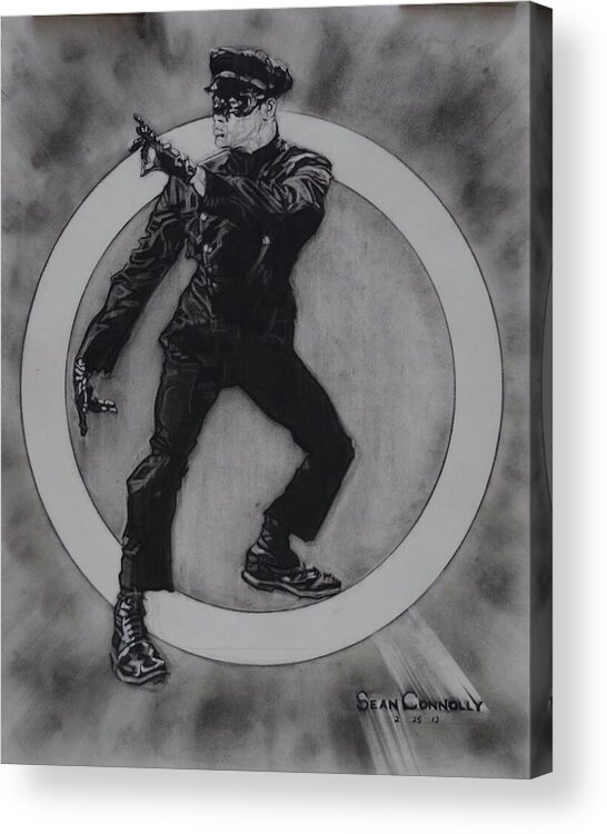 Charcoal Pencil Acrylic Print featuring the drawing Bruce Lee - Kato - 3 by Sean Connolly