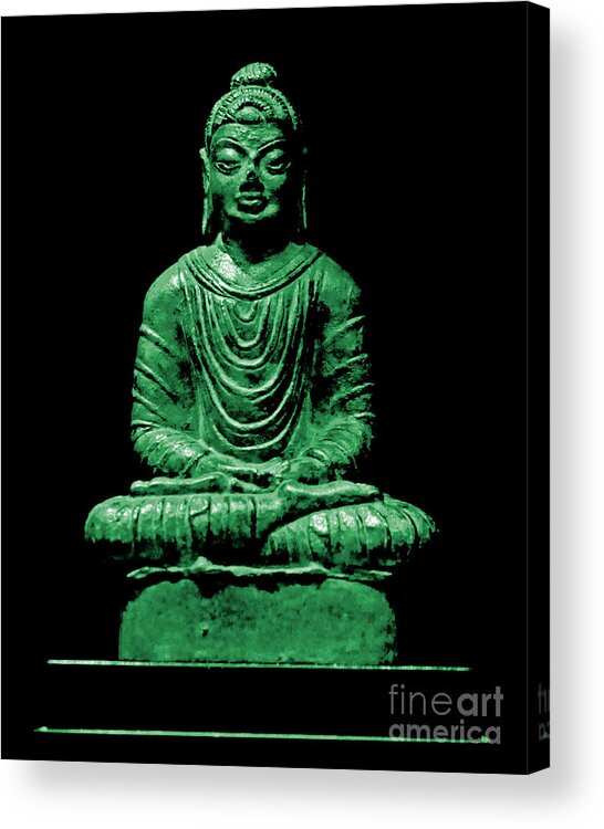 Buddha Acrylic Print featuring the photograph Buddha Green by Marisol VB