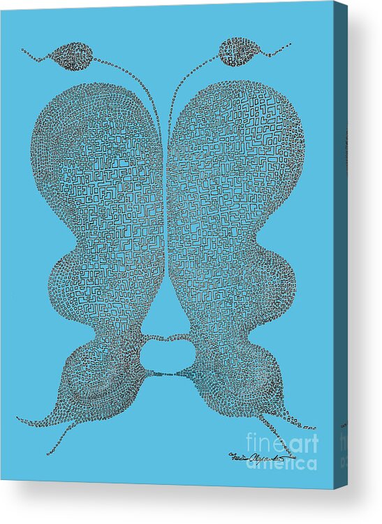 Abstract Acrylic Print featuring the drawing Butterfly No.9 by Fei A