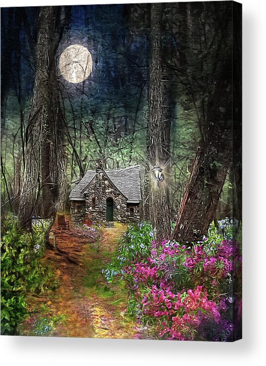 Cabin Acrylic Print featuring the photograph Cabin in the Woods - Limited Edition by Shara Abel