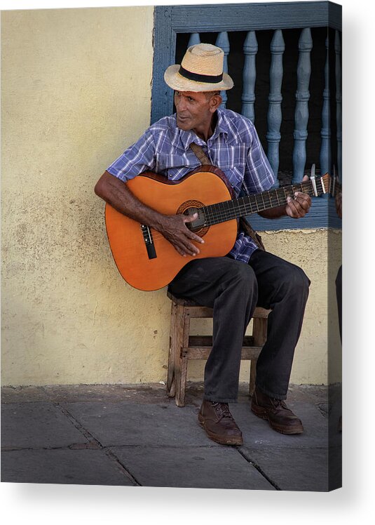 Cuba Acrylic Print featuring the photograph Can I Play for You by M Kathleen Warren