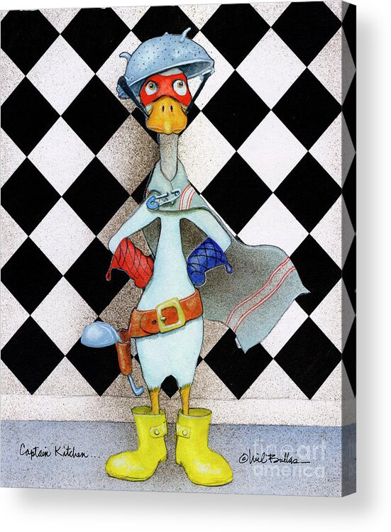 Duck Acrylic Print featuring the painting Captain Kitchen... by Will Bullas