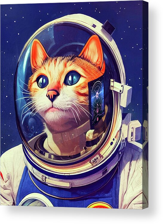 Cats Acrylic Print featuring the digital art Cat Astronaut - James Tiberius Cat by Mark Tisdale