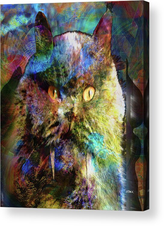 Cave Cat Acrylic Print featuring the digital art Cave Cat by Studio B Prints