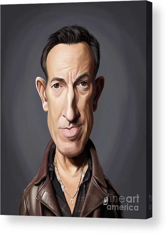 Illustration Acrylic Print featuring the digital art Celebrity Sunday - Bruce Springsteen by Rob Snow