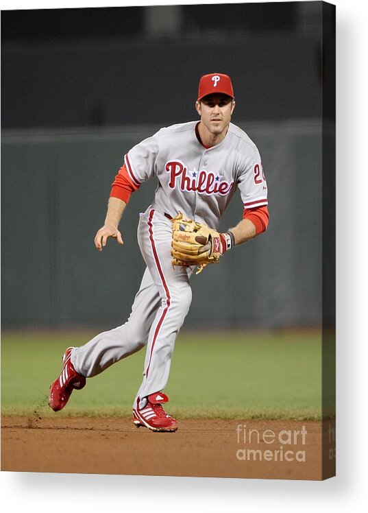 California Acrylic Print featuring the photograph Chase Utley by Ezra Shaw