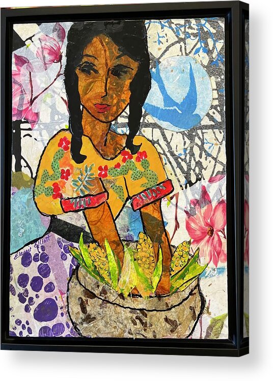 Mexican Girl Acrylic Print featuring the painting Chica con Maiz by Elaine Elliott