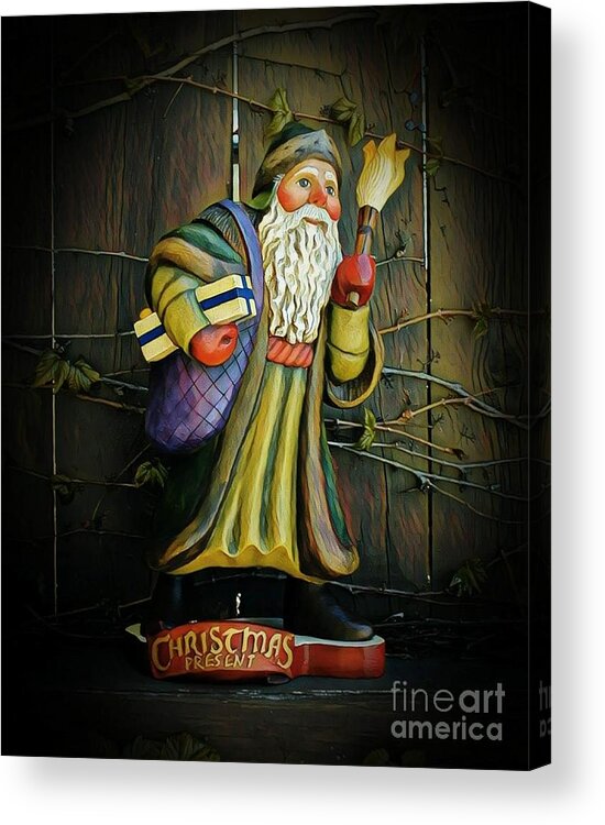Santa Acrylic Print featuring the painting Christmas Present Santa by Leo and Marilyn Smith