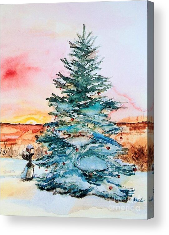 Christmas Tree Acrylic Print featuring the painting Christmas Sunrise by Deb Stroh-Larson