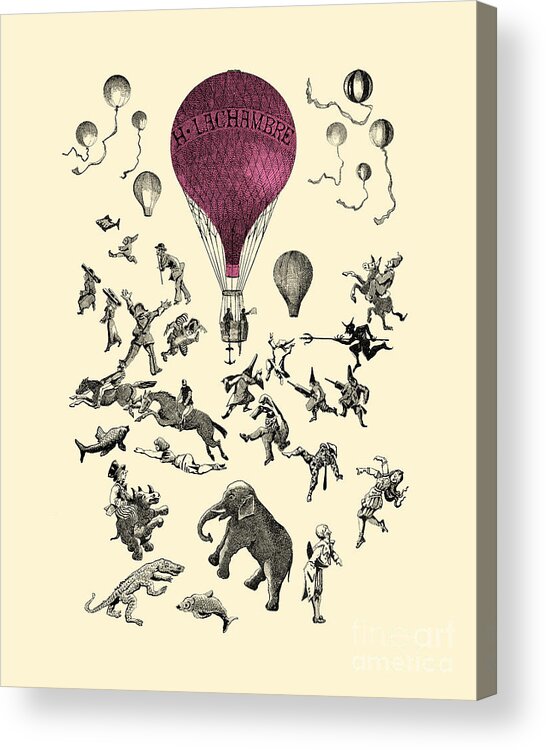 Animals Acrylic Print featuring the digital art Circus Hot Air Balloon by Madame Memento