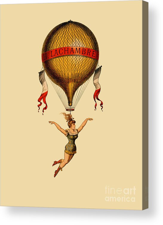 Circus Acrylic Print featuring the mixed media Circus Lady With Balloon by Madame Memento