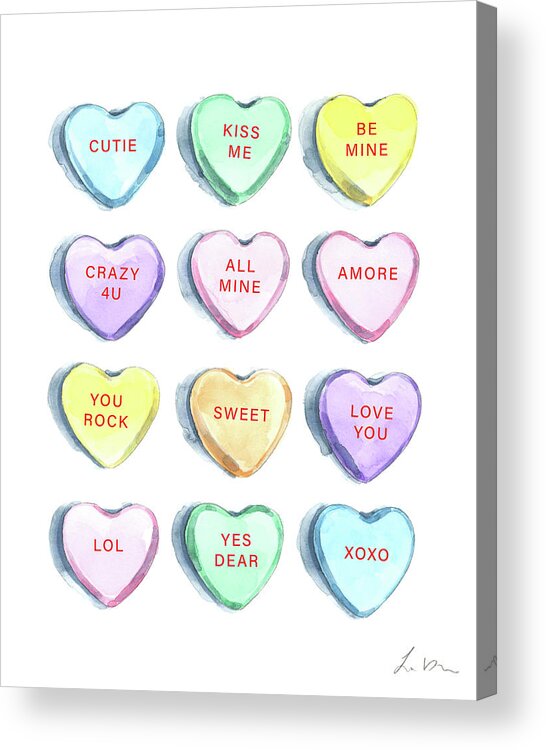 Classic Valentine's Day Candy Conversation Hearts Acrylic Print by Laura  Row - Fine Art America