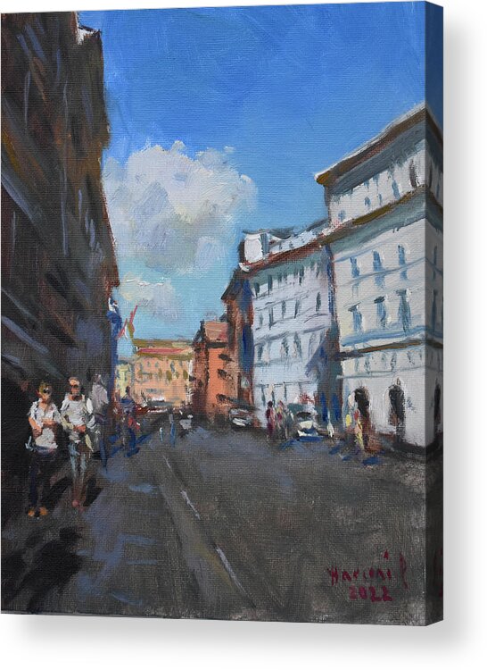 Rome Acrylic Print featuring the painting Cloudy Day in Rome by Ylli Haruni