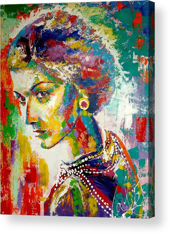 Coco Chanel Acrylic Print featuring the painting Coco Chanel by Vale Kardamski