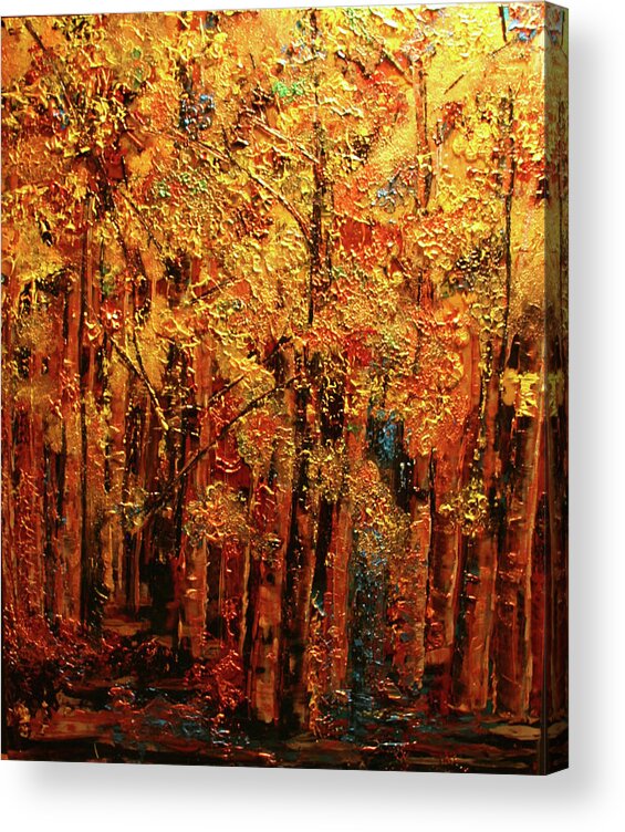 Aspen Acrylic Print featuring the painting Colorado Gold by Marilyn Quigley