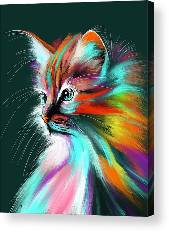Cat Acrylic Print featuring the digital art Colorful Cat by Mark Ross