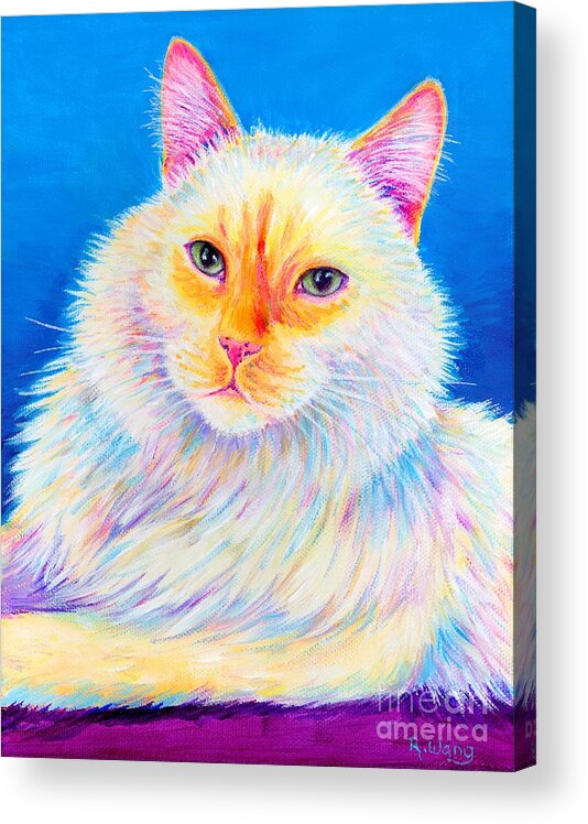 Siamese Acrylic Print featuring the painting Colorful Flame Point Siamese by Rebecca Wang