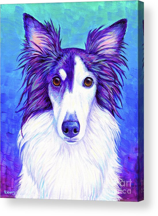 Silken Windhound Acrylic Print featuring the painting Colorful Silken Windhound by Rebecca Wang