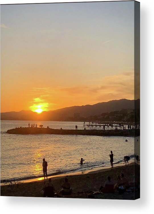 Cannes Acrylic Print featuring the photograph Coucher de Soleil a Cannes by Medge Jaspan