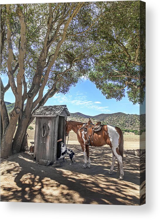 Outhouse Acrylic Print featuring the photograph Cowboy Gotta Go by Don Schimmel