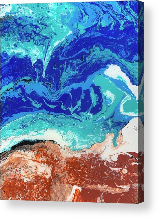 Ocean Acrylic Print featuring the painting Crash by Nicole DiCicco
