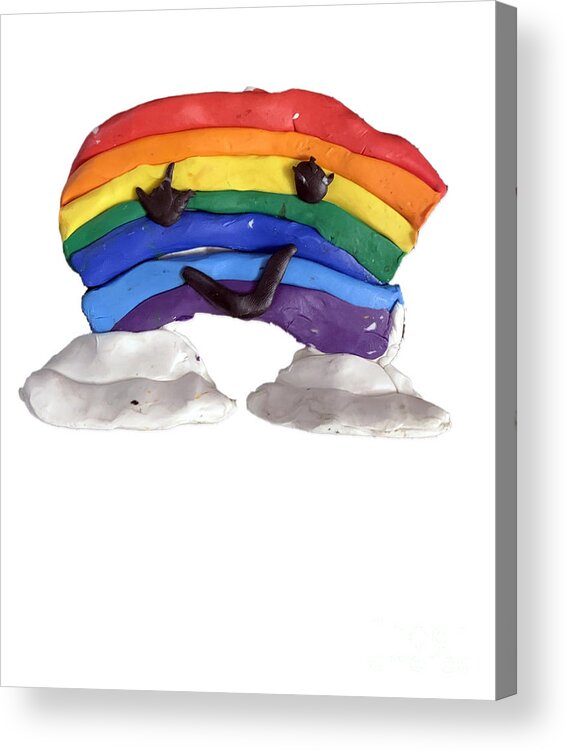 Rainbows Acrylic Print featuring the digital art Cute Kawaii Rainbow Clay by Flippin Sweet Gear