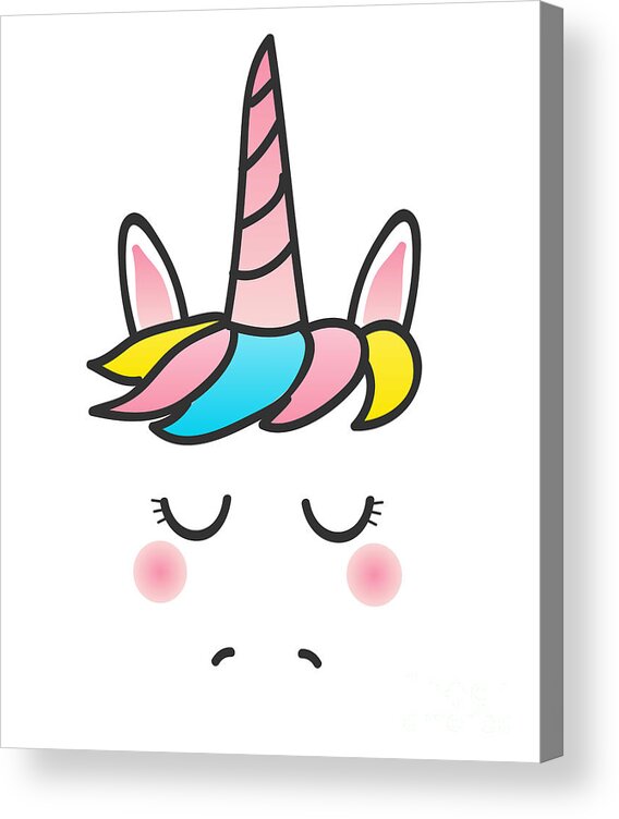 Cool Acrylic Print featuring the digital art Cute Unicorn Face by Flippin Sweet Gear