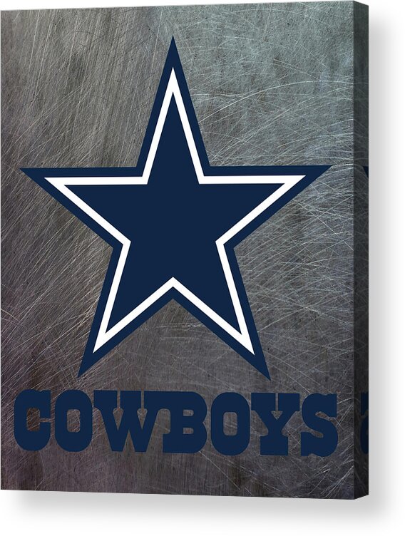 Dallas Acrylic Print featuring the mixed media Dallas Cowboys on an abraded steel texture by Movie Poster Prints