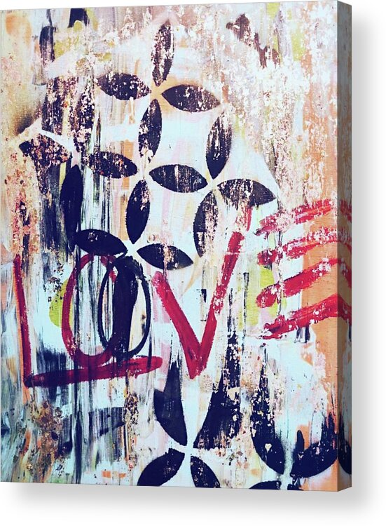 Love Acrylic Print featuring the painting Damaged personal truth by Jayime Jean