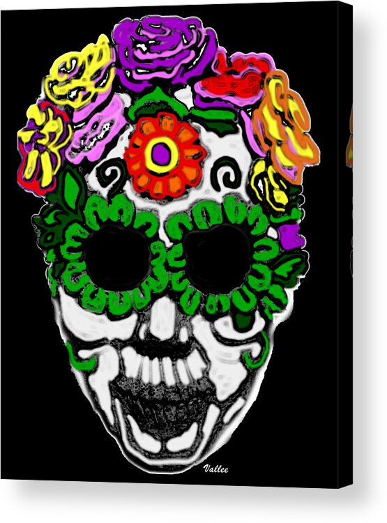 Honor Acrylic Print featuring the digital art Day of the Dead Mask by Vallee Johnson